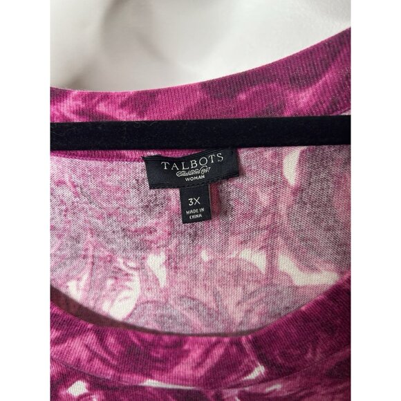 Talbots Sweater Scoop Neck Fuchsia Pink Floral Silk Cotton Blend Plus Size 3X - Picture 9 of 9